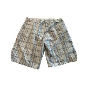 Burnside Shorts Mens 38 Gray‎ White Plaid Casual Everyday Basic Norm Day EUC